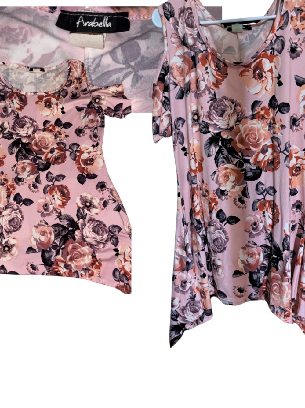 Pink Floral Cold-Shoulder Tunic